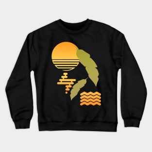 Abstract Sunset with Tropical Leaves Crewneck Sweatshirt